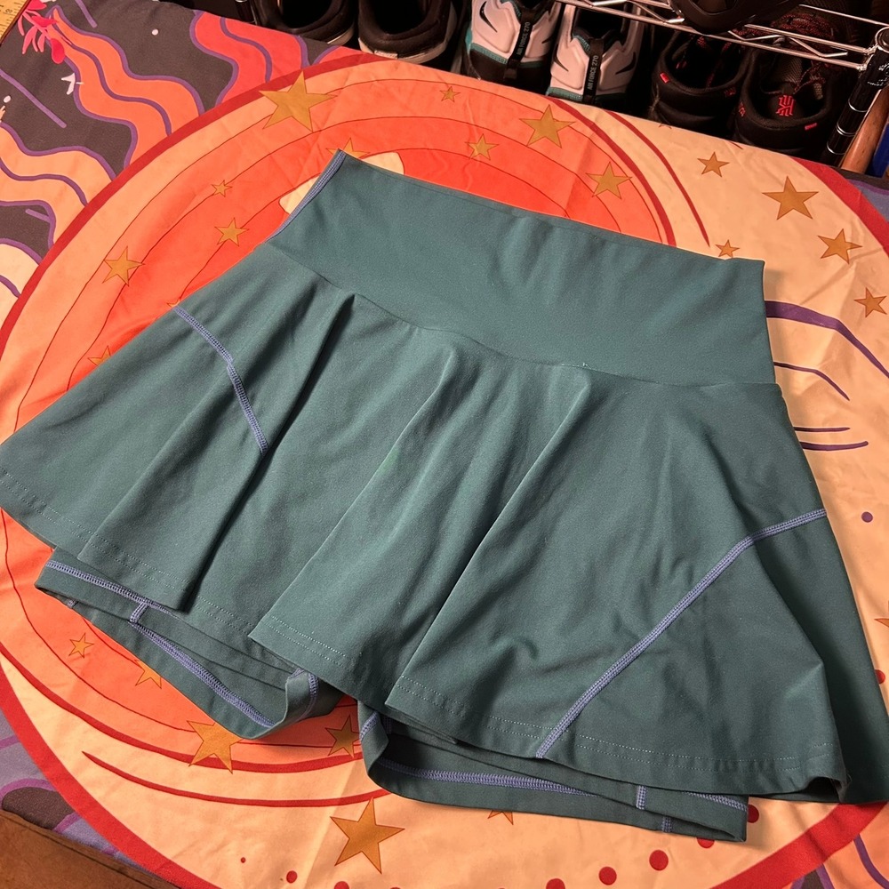 Pop Flex Athletic Skort Teal High Waisted Tennis Golf Skirt with Built-in Shorts